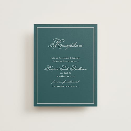 This is a evergreen reception cards with standard by Kelly Watkins called emerson printing on signature in standard