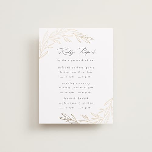 This is a ink rsvp cards with foil pressed by Kristie Kern called bianca printing on signature in standard