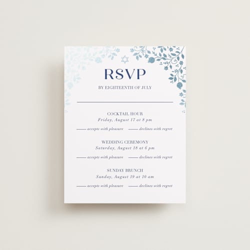 This is a royal rsvp cards with foil pressed by Nam Bourassa called pomegranate floral frame printing on signature in standard