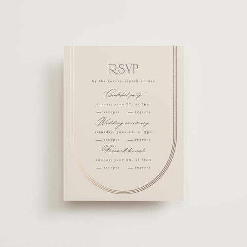 This is a latte rsvp cards with foil pressed by Kristie Kern called misha printing on signature in standard