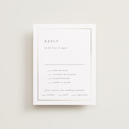 This is a silk rsvp cards with foil pressed by Kelly Schmidt called golden ampersand printing on signature in standard