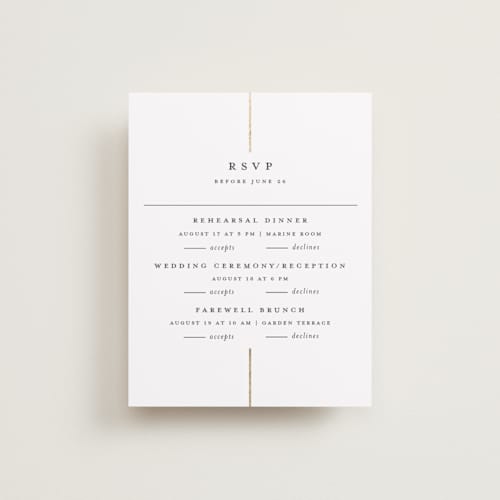 This is a iron rsvp cards with foil pressed by Erica Krystek called formal lines printing on signature in standard