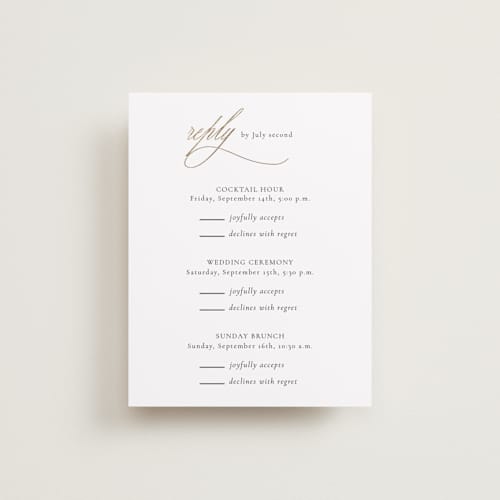 This is a spun sugar rsvp cards with foil pressed by Jessica Williams called fineline printing on signature in standard