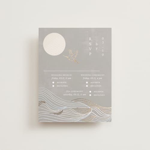 This is a ash rsvp cards with foil pressed by Jelena Vuletic called asahi printing on signature in standard