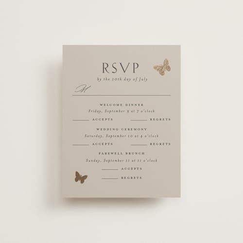 This is a blush meadow rsvp cards with foil pressed by Grae called dancing in the garden printing on signature in standard