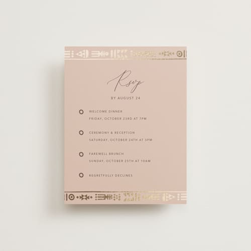 This is a sahara rsvp cards with foil pressed by David Michuki called cultured element printing on signature in standard