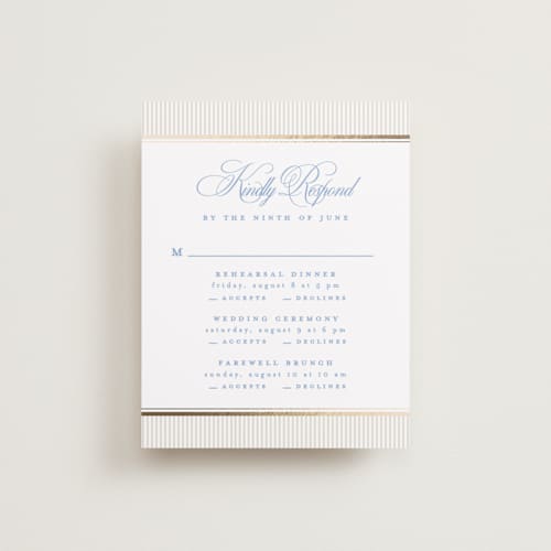 This is a powder rsvp cards with foil pressed by Creo Study called patterned florals printing on signature in standard