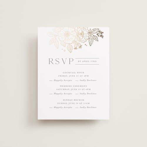 This is a powder blue rsvp cards with foil pressed by Kristen Smith called wild roses printing on signature in standard