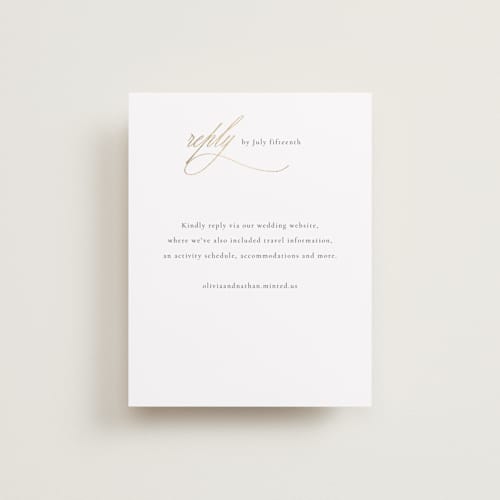 This is a spun sugar rsvp cards with foil pressed by Jessica Williams called aligned printing on signature in standard
