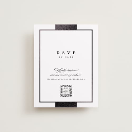 This is a cotton rsvp cards with foil pressed by Stacey Meacham called refined style printing on signature in standard
