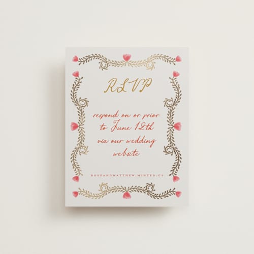 This is a sunset rsvp cards with foil pressed by Maja Cunningham called chantilly printing on signature in standard
