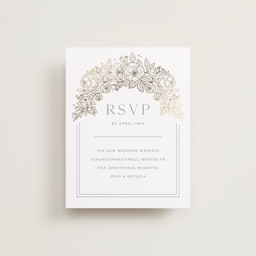 This is a powder blue rsvp cards with foil pressed by Kristen Smith called wild roses printing on signature in standard