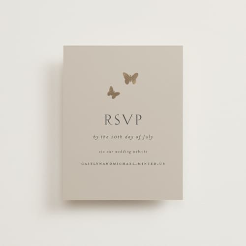 This is a blush meadow rsvp cards with foil pressed by Grae called dancing in the garden printing on signature in standard