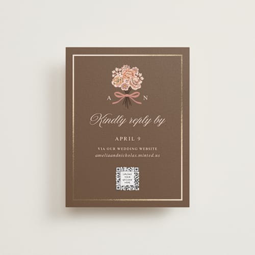 This is a chocolate rsvp cards with foil pressed by Paola Benenati called blooming path printing on signature in standard
