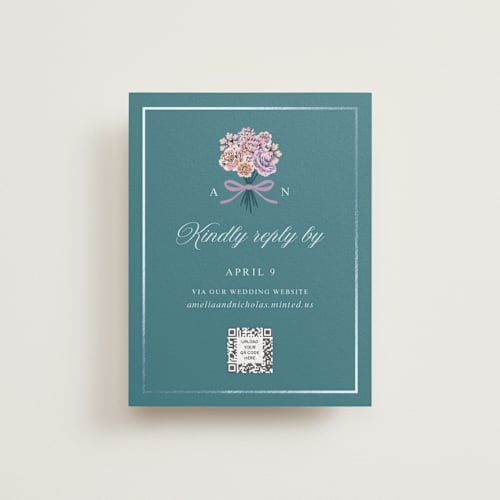 This is a ocean rsvp cards with foil pressed by Paola Benenati called blooming path printing on signature in standard