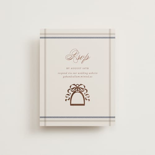 This is a midnight rsvp cards with foil pressed by Sam Dubeau called equestrian printing on signature in standard