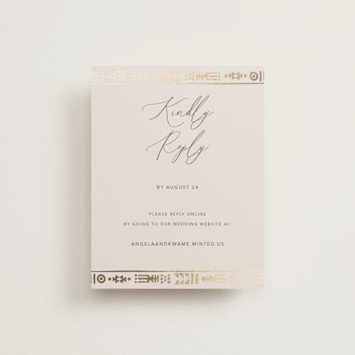 This is a sahara rsvp cards with foil pressed by David Michuki called cultured element printing on signature in standard