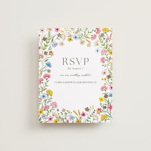 This is a garden rsvp cards with foil pressed by Yaling Hou Suzuki called bright garden printing on signature in standard