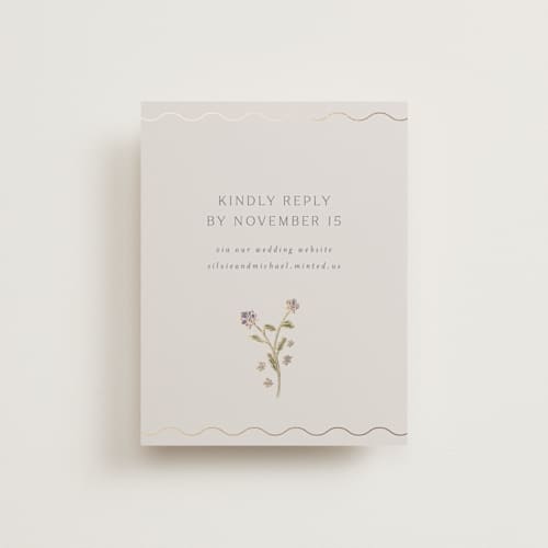 This is a petal rsvp cards with foil pressed by Nicoletta Savod called parisian garden printing on signature in standard