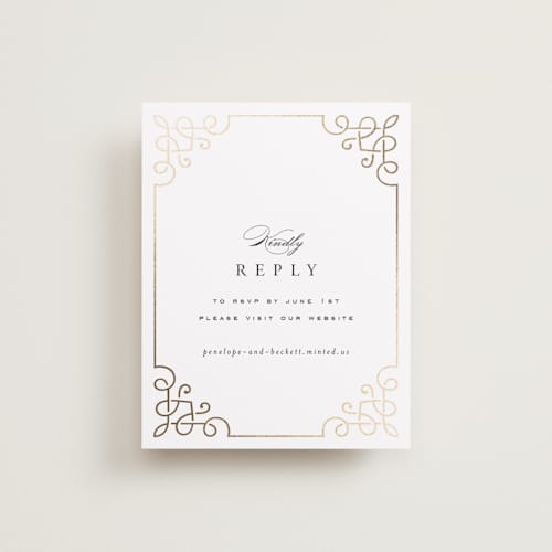 This is a pearl rsvp cards with foil pressed by Janean Hinger called intertwined printing on signature in standard