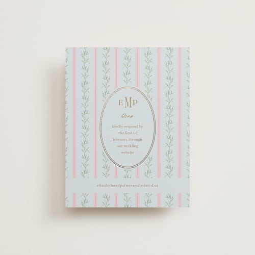 This is a hummingbird rsvp cards with foil pressed by Claudia Orengo called castle printing on signature in standard