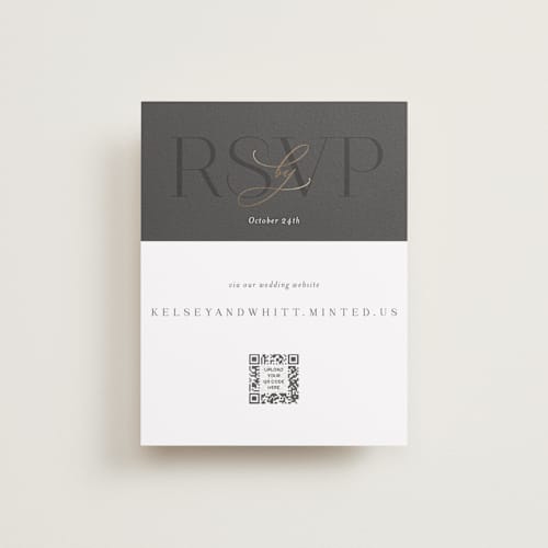 This is a stormy rsvp cards with foil pressed by Jessica Williams called over monogram printing on signature in standard