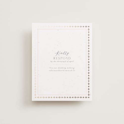 This is a scarlet rsvp cards with foil pressed by Sabrin Deirani called islamic arch printing on signature in standard