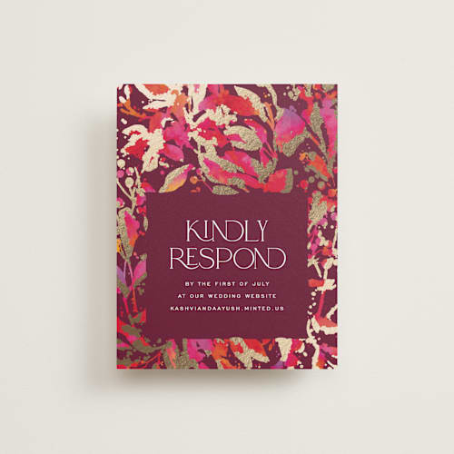 This is a sangria rsvp cards with foil pressed by Jessica Corliss called bright abstract printing on signature in standard