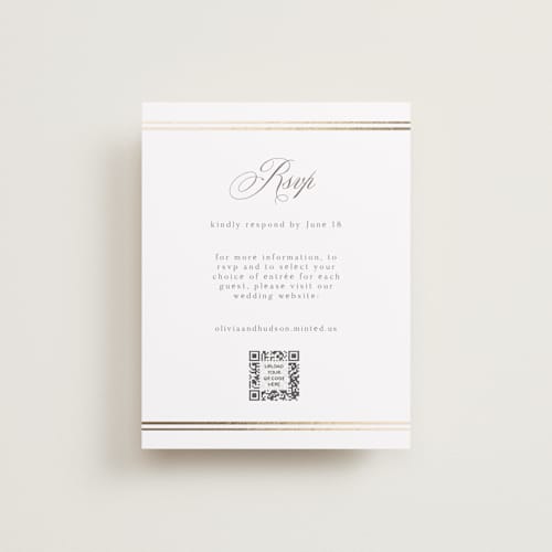 This is a pearl rsvp cards with foil pressed by Nicole Walsh called classic elegance printing on signature in standard