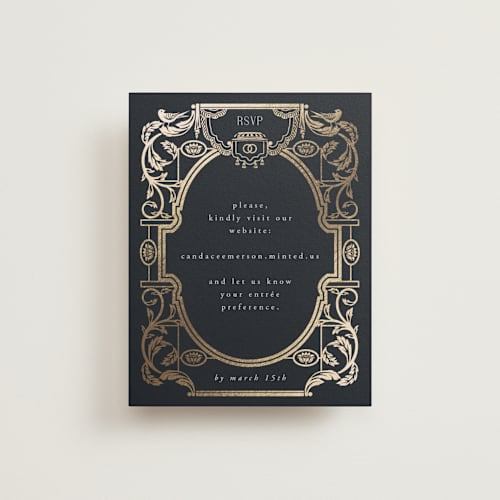 This is a onyx rsvp cards with foil pressed by Ana de Sousa called mirror printing on signature in standard