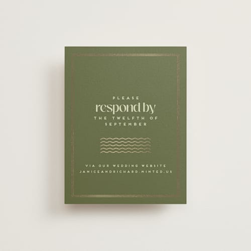This is a kiwi rsvp cards with foil pressed by Claudia Orengo called news! printing on signature in standard
