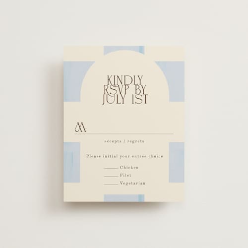 This is a ivory rsvp postcards with standard by Baumbirdy called checker wash printing on signature in postcard