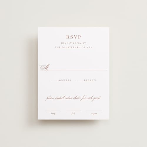 This is a blush rsvp postcards with standard by Megan Davis called charleston printing on signature in postcard