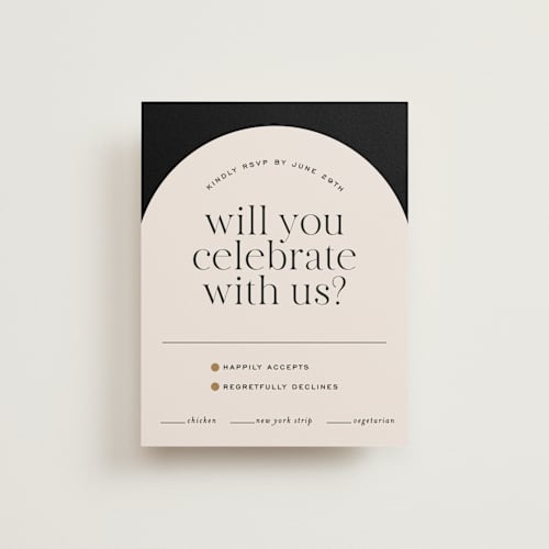 This is a noir rsvp postcards with standard by Jessica Corliss called little party big love printing on signature in postcard