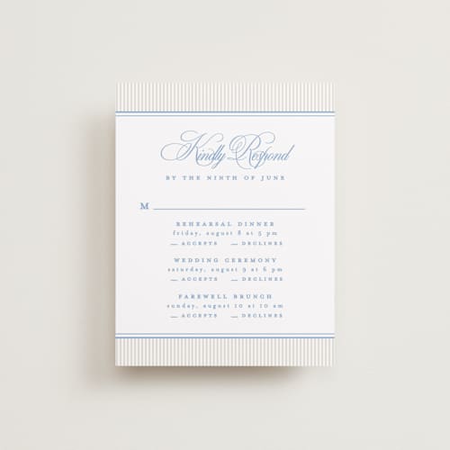 This is a powder rsvp cards with standard by Creo Study called patterned florals printing on signature in standard