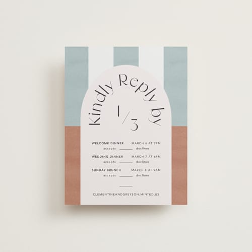 This is a almond rsvp cards with standard by Blustery August called trois printing on signature in standard