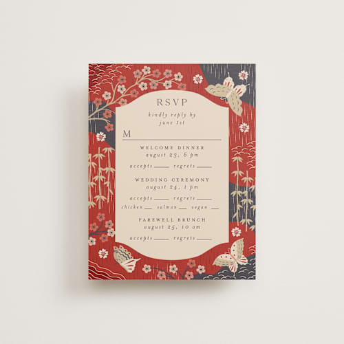 This is a rose rsvp cards with standard by Jennifer Holbrook called japanese textile printing on signature in standard