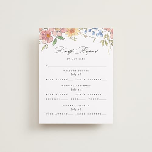 This is a tropical rsvp cards with standard by Itsy Belle Studio called floral pop printing on signature in standard