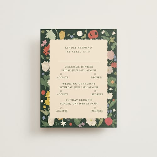 This is a garden rsvp cards with standard by Sumak Studio called all the flowers of the world printing on signature in standard