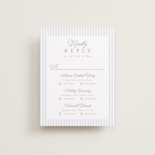 This is a sky rsvp cards with standard by Everett Paper Goods called ocean point printing on signature in standard