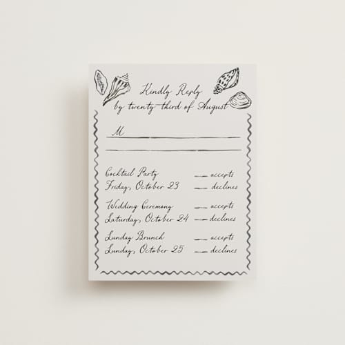 This is a rock rsvp cards with standard by Pati Cascino called puglia printing on signature in standard