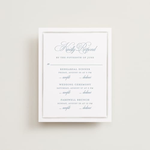 This is a ocean rsvp cards with standard by Creo Study called coastal crest printing on signature in standard