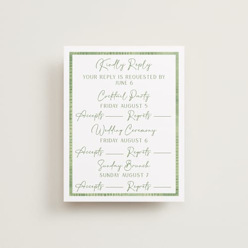 This is a jungle rsvp cards with standard by Petra Kern called tropical dreams printing on signature in standard