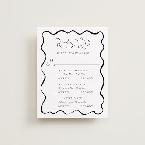 This is a tuxedo rsvp cards with standard by Cass Loh called quirky fun printing on signature in standard