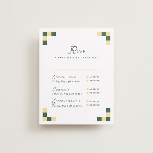 This is a citrus rsvp cards with standard by Angela Quan called grid printing on signature in standard