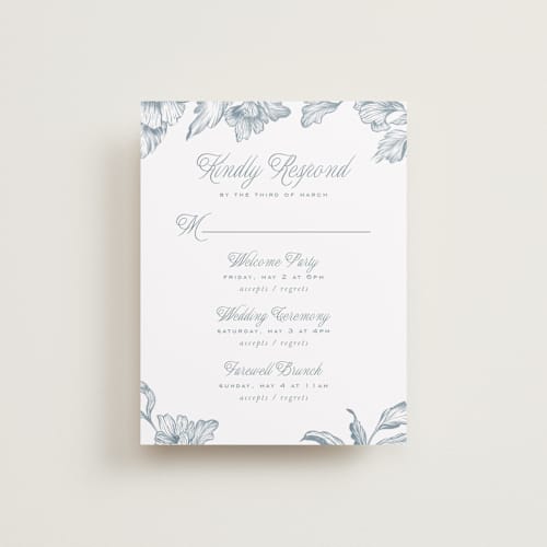 This is a lake rsvp cards with standard by Leah Bisch called wreath in bloom printing on signature in standard