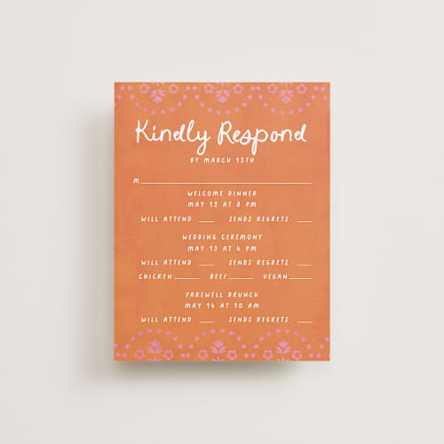 This is a carnation rsvp cards with standard by Itsy Belle Studio called vienes printing on signature in standard