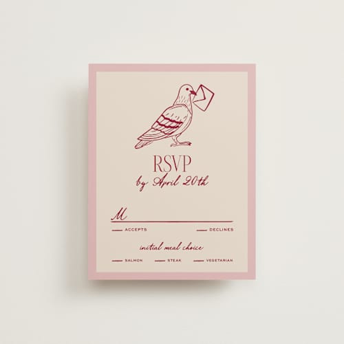 This is a rose rsvp cards with standard by Jennifer Lew called thompson printing on signature in standard