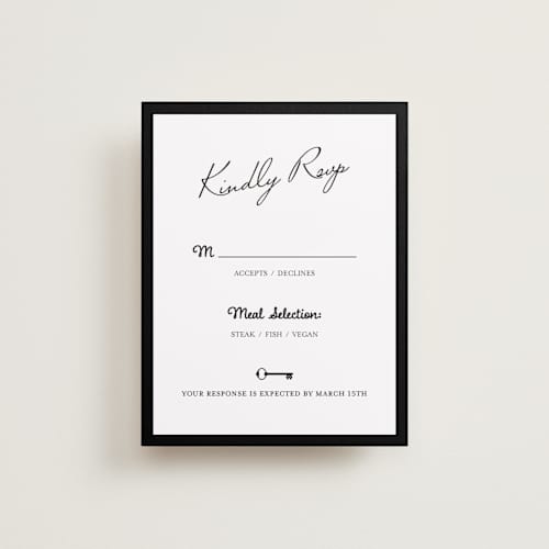 This is a ivory rsvp cards with standard by Studio Suku called hotel printing on signature in standard