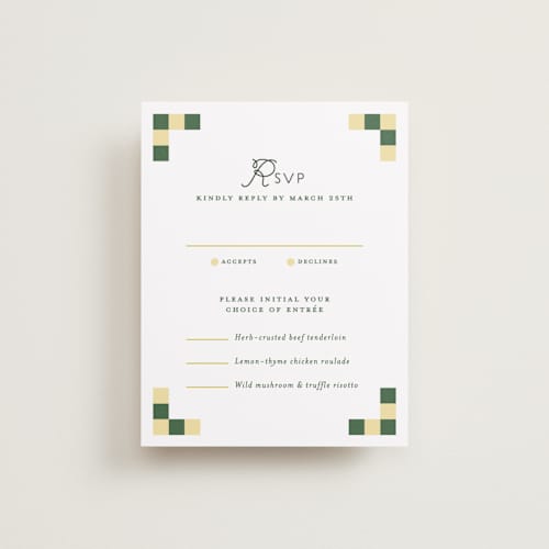 This is a citrus rsvp cards with standard by Angela Quan called grid printing on signature in standard